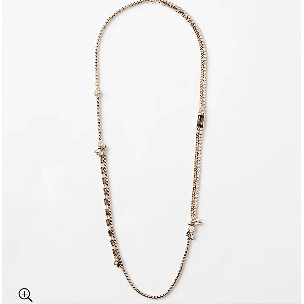*NWT!!* LOFT Neutral Jewel & Gold Chain Long Necklace